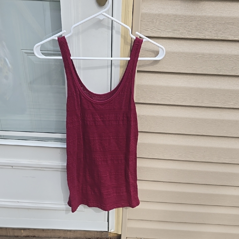 Burgundy Crochet/Lace Tank Top